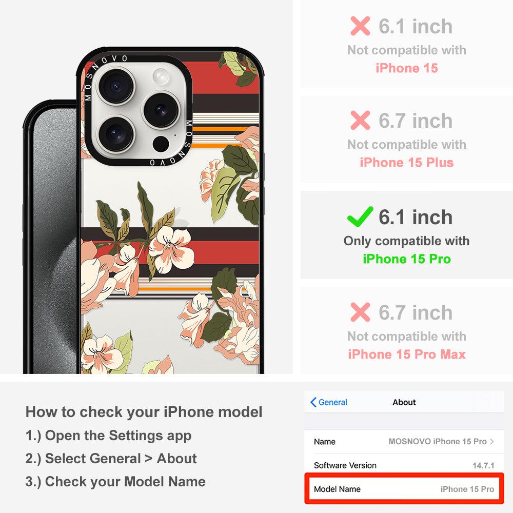 Classic Stripe Floral Phone Case - iPhone 15 Pro Case - MOSNOVO