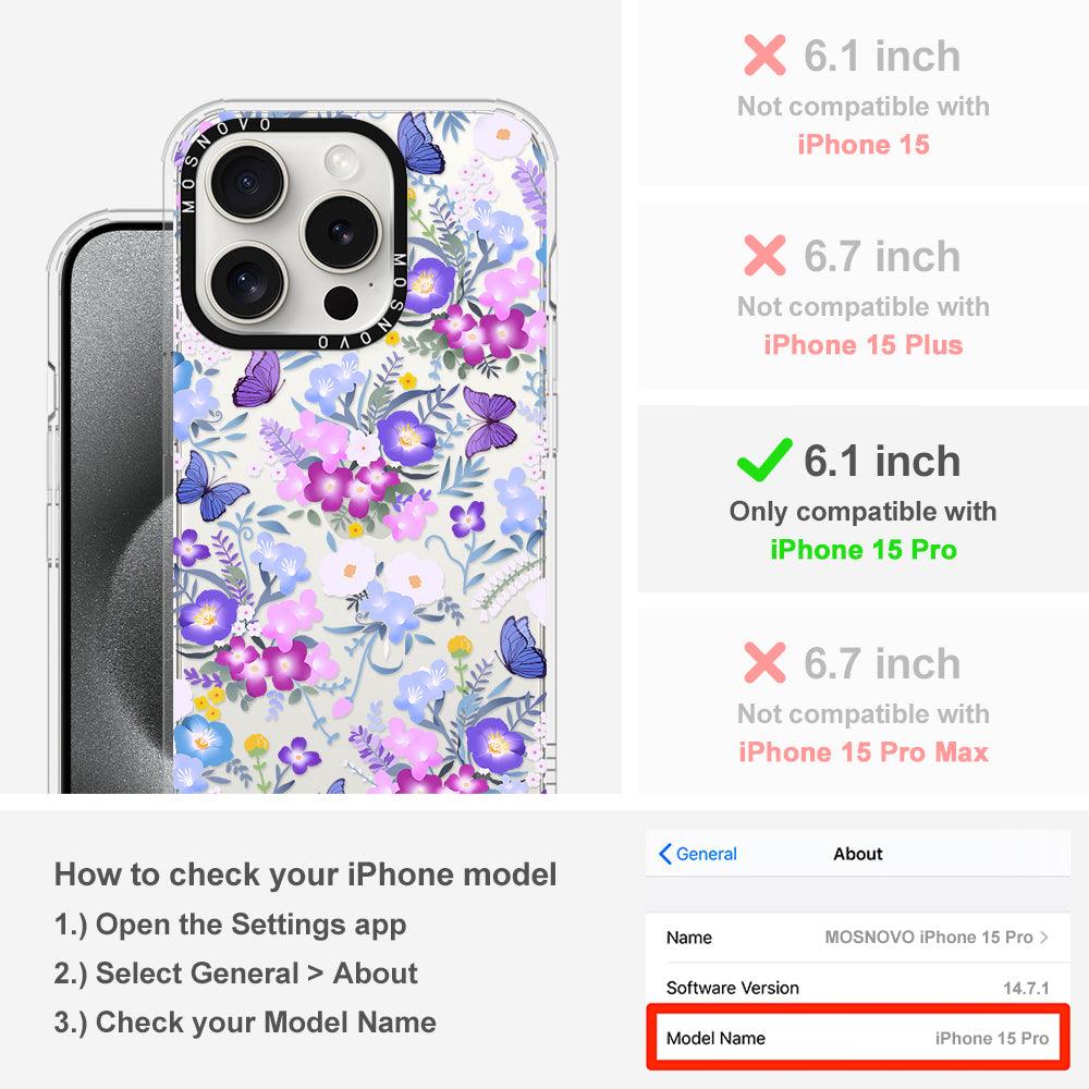 Purple Peri Nemophila Flower Phone Case - iPhone 15 Pro Case - MOSNOVO