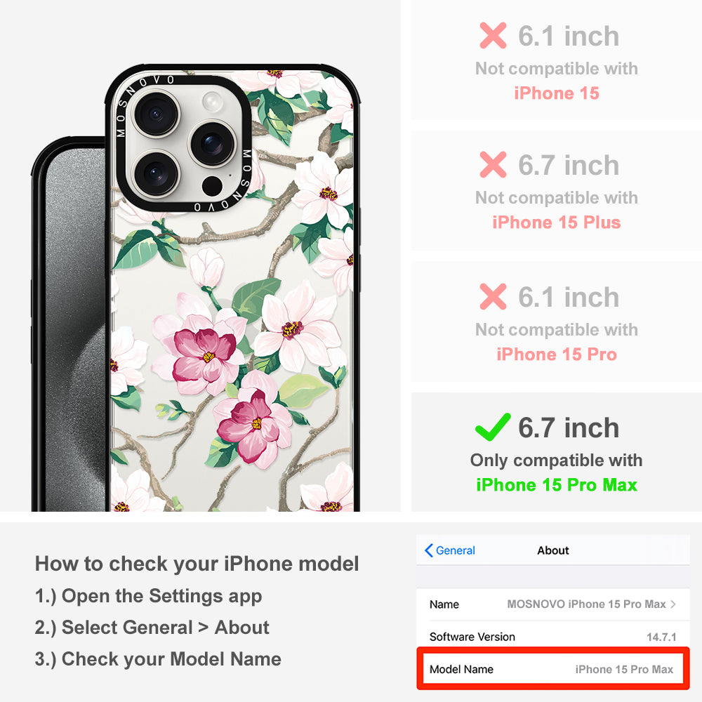 Magnolia Phone Case - iPhone 15 Pro Max Case - MOSNOVO