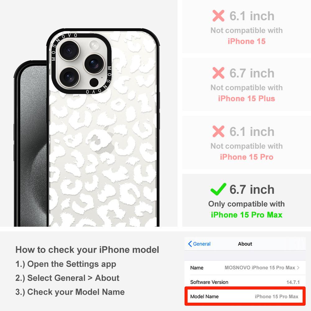 White Leopard Phone Case - iPhone 15 Pro Max Case - MOSNOVO