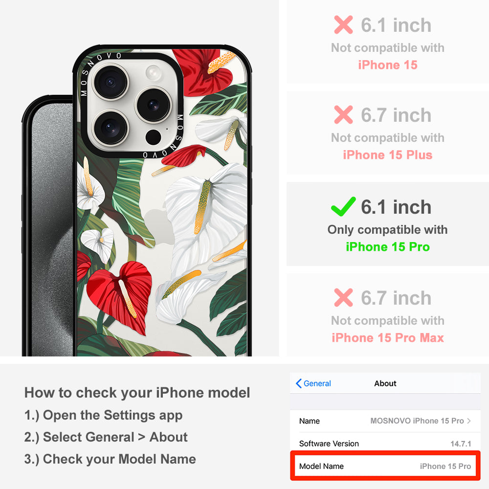 Anthurium Phone Case - iPhone 15 Pro Case - MOSNOVO