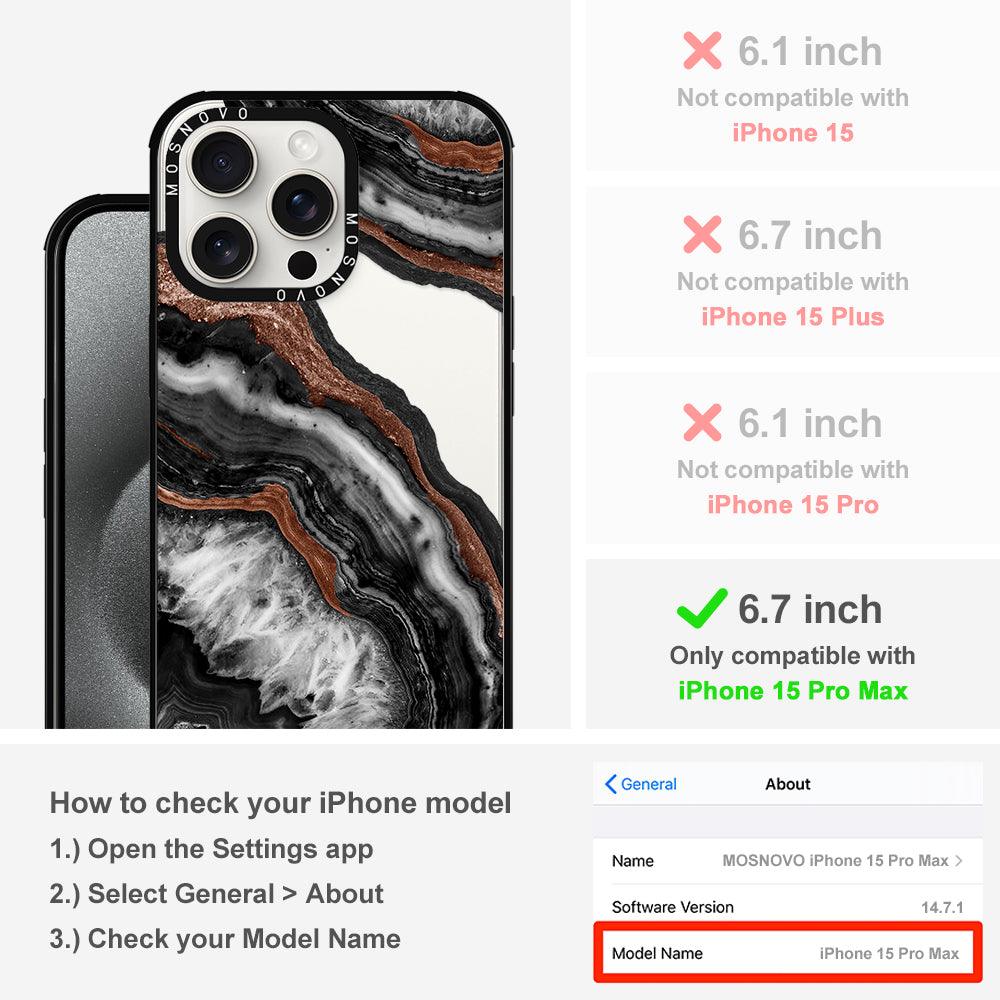 Black Agate Phone Case - iPhone 15 Pro Max Case - MOSNOVO