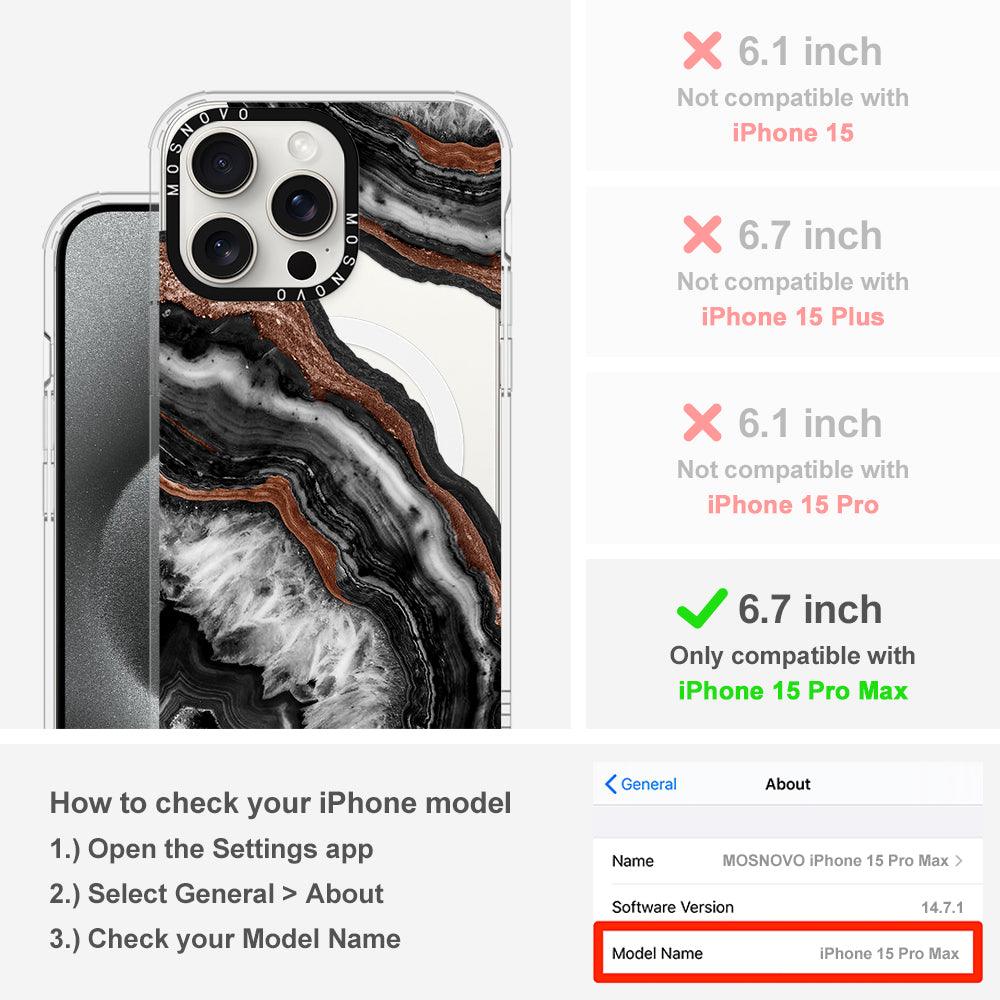 Black Agate Phone Case - iPhone 15 Pro Max Case - MOSNOVO