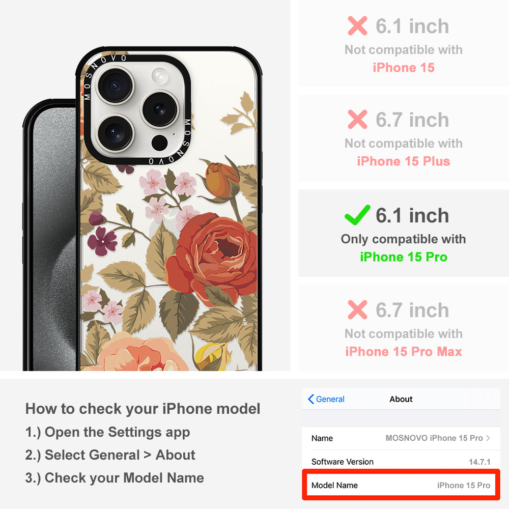 Vintage Roses Phone Case - iPhone 15 Pro Case - MOSNOVO