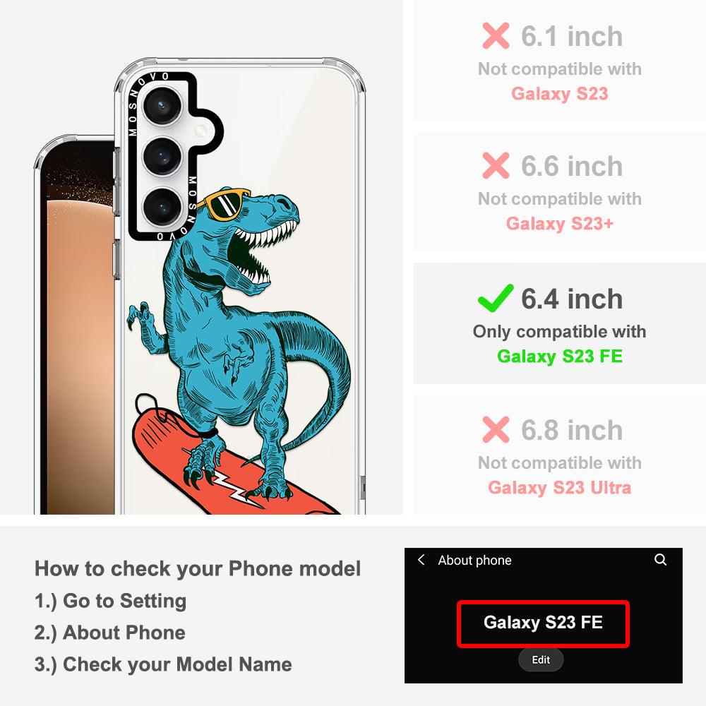 Surfing Dinosaur Phone Case - Samsung Galaxy S23 FE Case