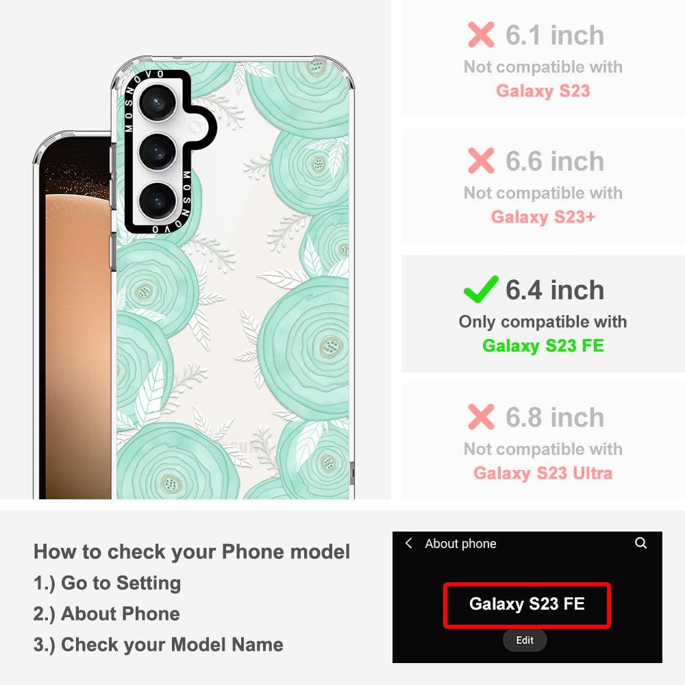 Mint Flower Phone Case - Samsung Galaxy S23 FE Case