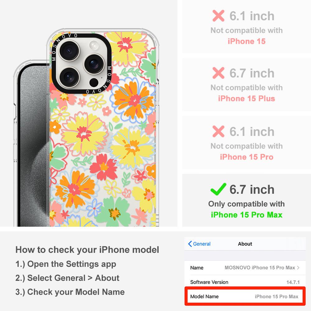 Retro Boho Hippie Flowers Phone Case - iPhone 15 Pro Max Case - MOSNOVO