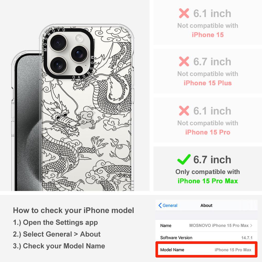 Black Dragon Phone Case - iPhone 15 Pro Max Case - MOSNOVO