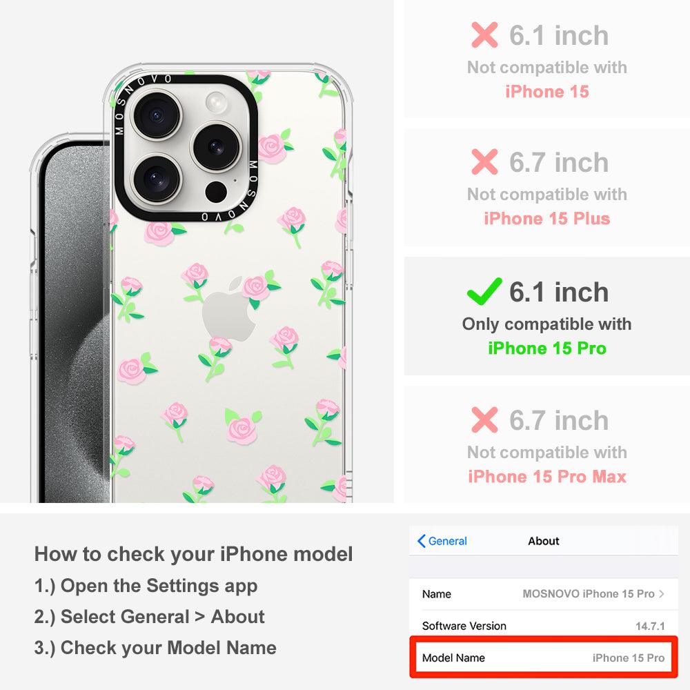 Pink Rose Floral Phone Case - iPhone 15 Pro Case - MOSNOVO