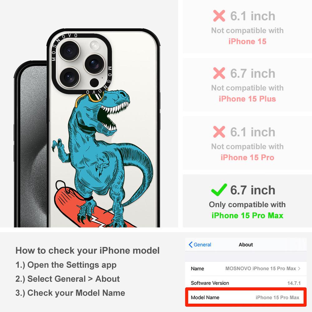 Surfing Dinosaur Phone Case - iPhone 15 Pro Max Case - MOSNOVO