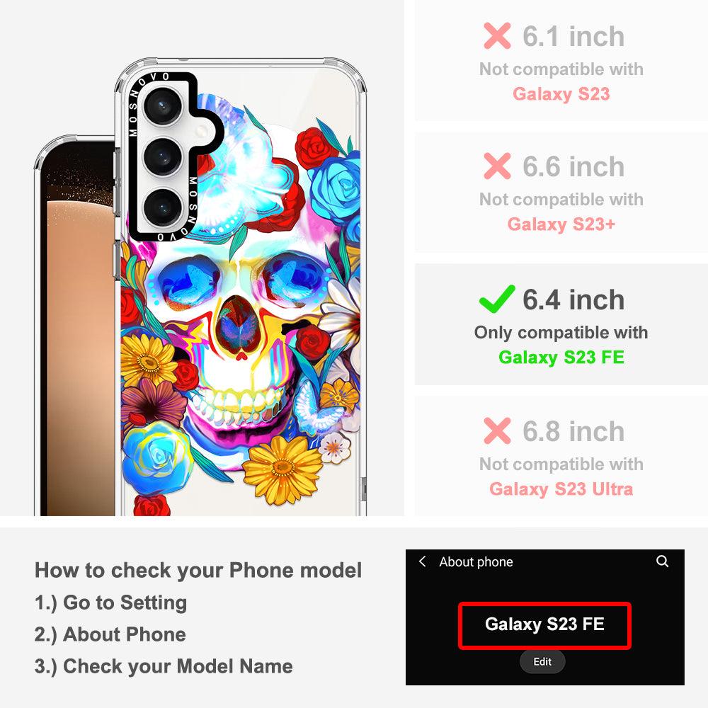 Sugar Flower Skull Phone Case - Samsung Galaxy S23 FE Case