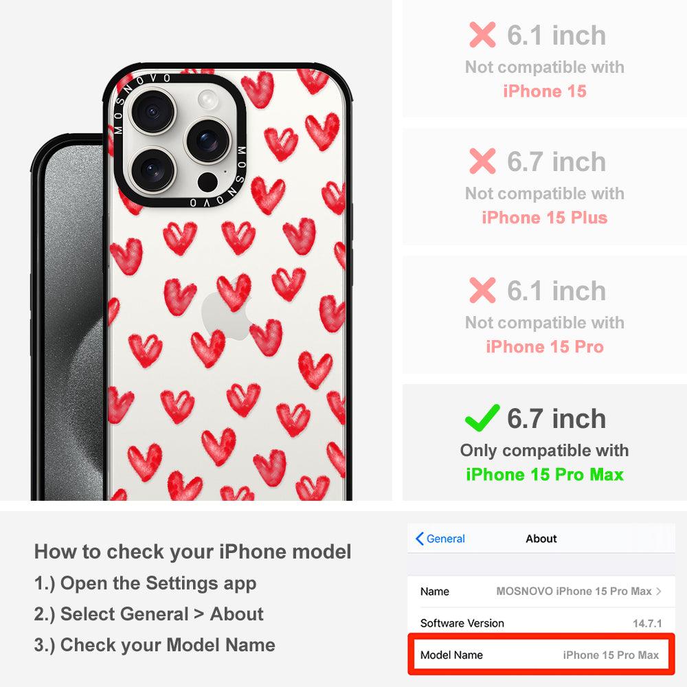 Cute Little Hearts Phone Case - iPhone 15 Pro Max Case - MOSNOVO