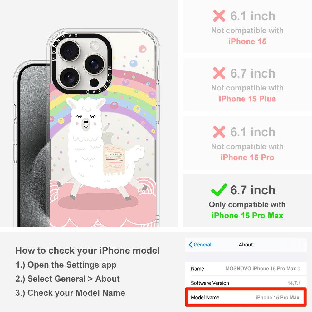 Rainbow Alpaca Phone Case - iPhone 15 Pro Max Case - MOSNOVO