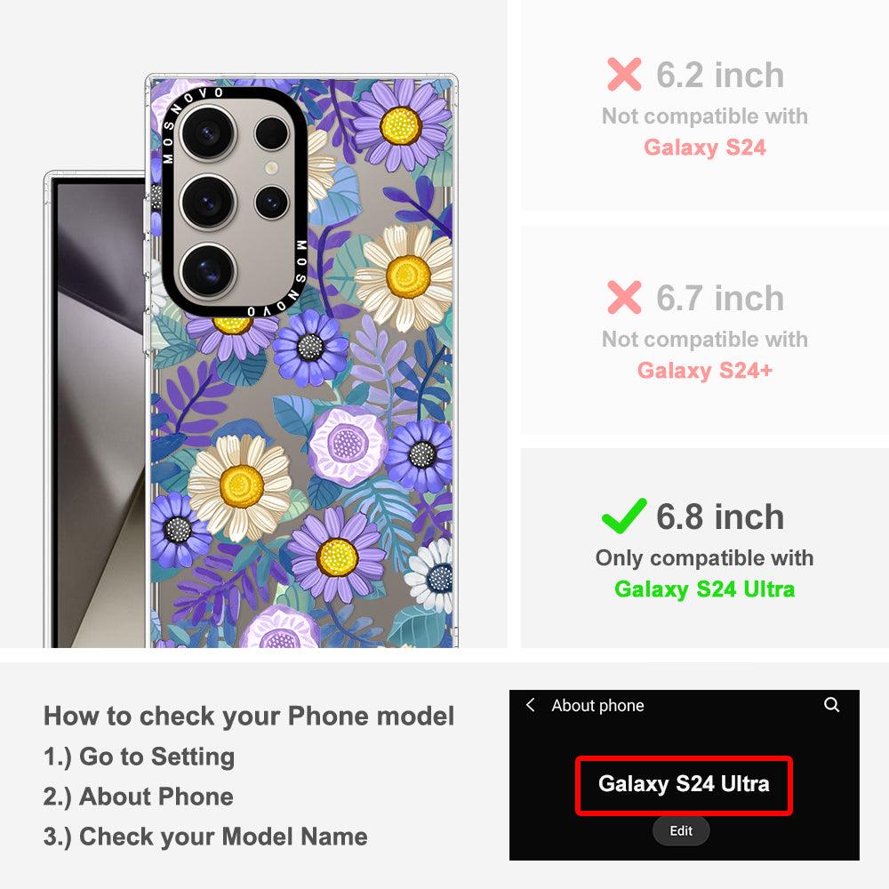 Purple Floral Phone Case - Samsung Galaxy S24 Ultra Case - MOSNOVO