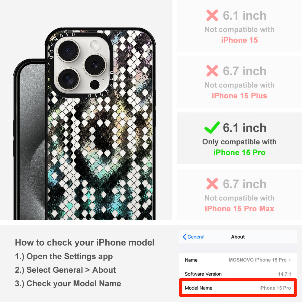 Rainbow Snake Print Phone Case - iPhone 15 Pro Case - MOSNOVO