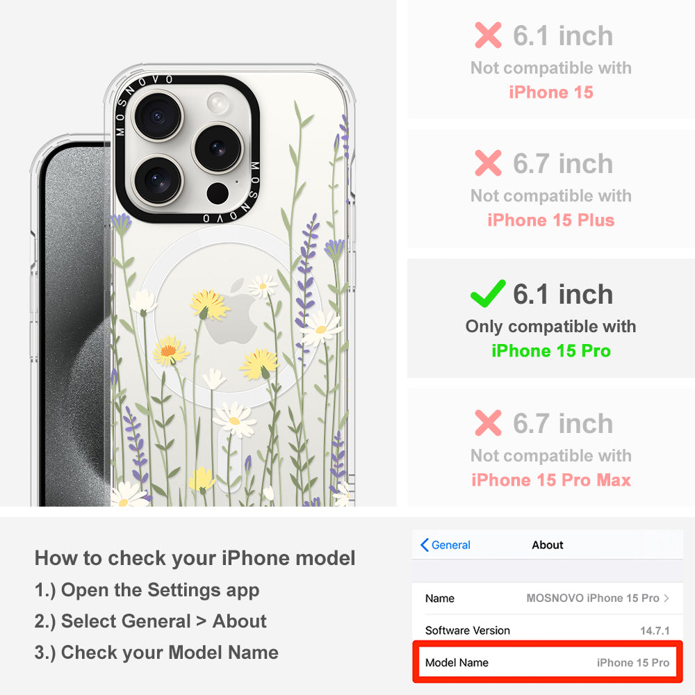 Wild Meadow Floral Phone Case - iPhone 15 Pro Case - MOSNOVO