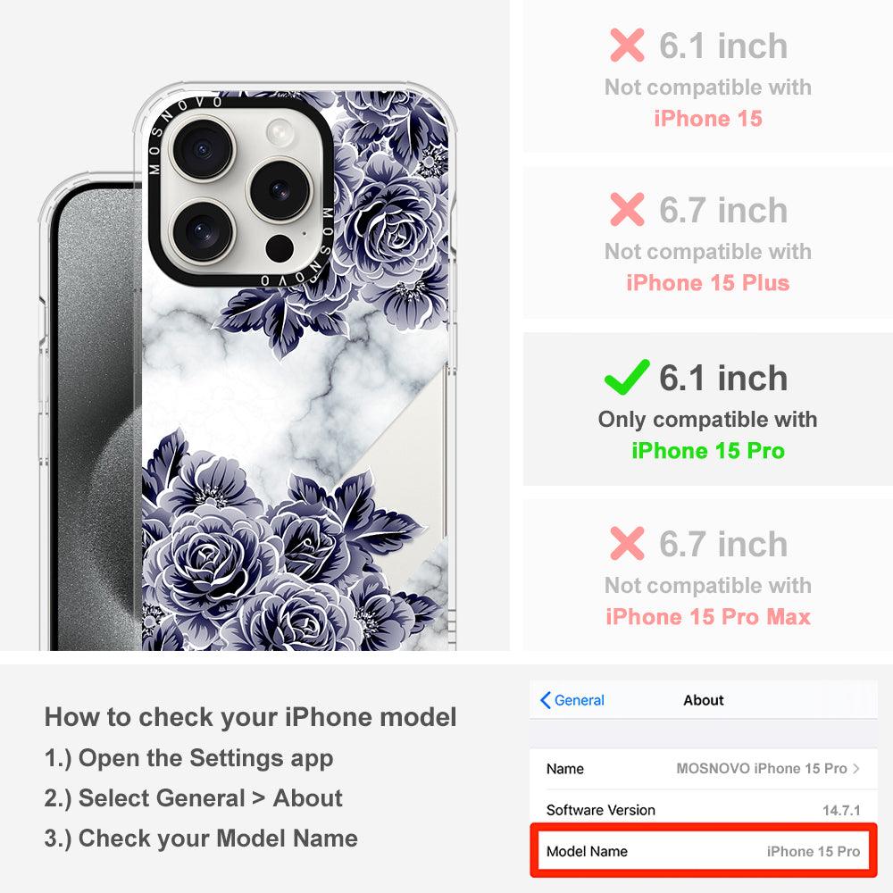 Marble with Purple Flowers Phone Case - iPhone 15 Pro Case - MOSNOVO