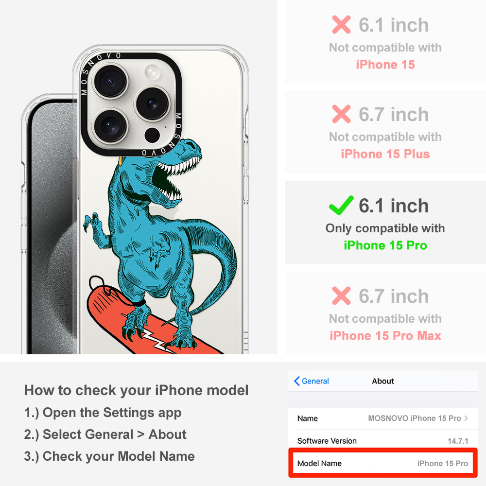 Surfing Dinosaur Phone Case - iPhone 15 Pro Case - MOSNOVO