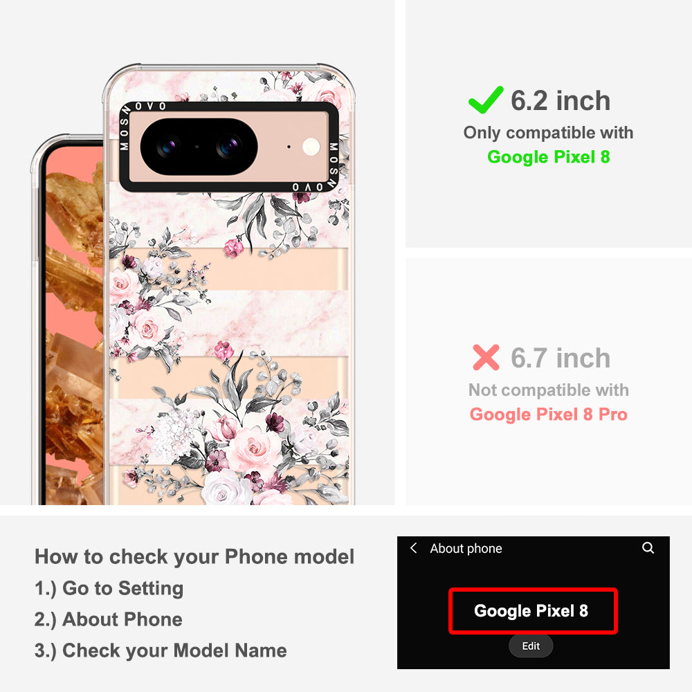 Pink Marble Flowers Phone Case - Google Pixel 8 Case - MOSNOVO
