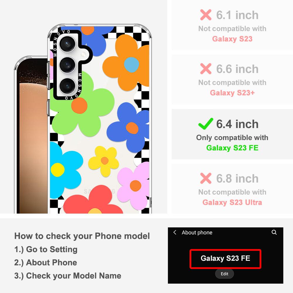 60's Checkered Floral Phone Case - Samsung Galaxy S23 FE Case