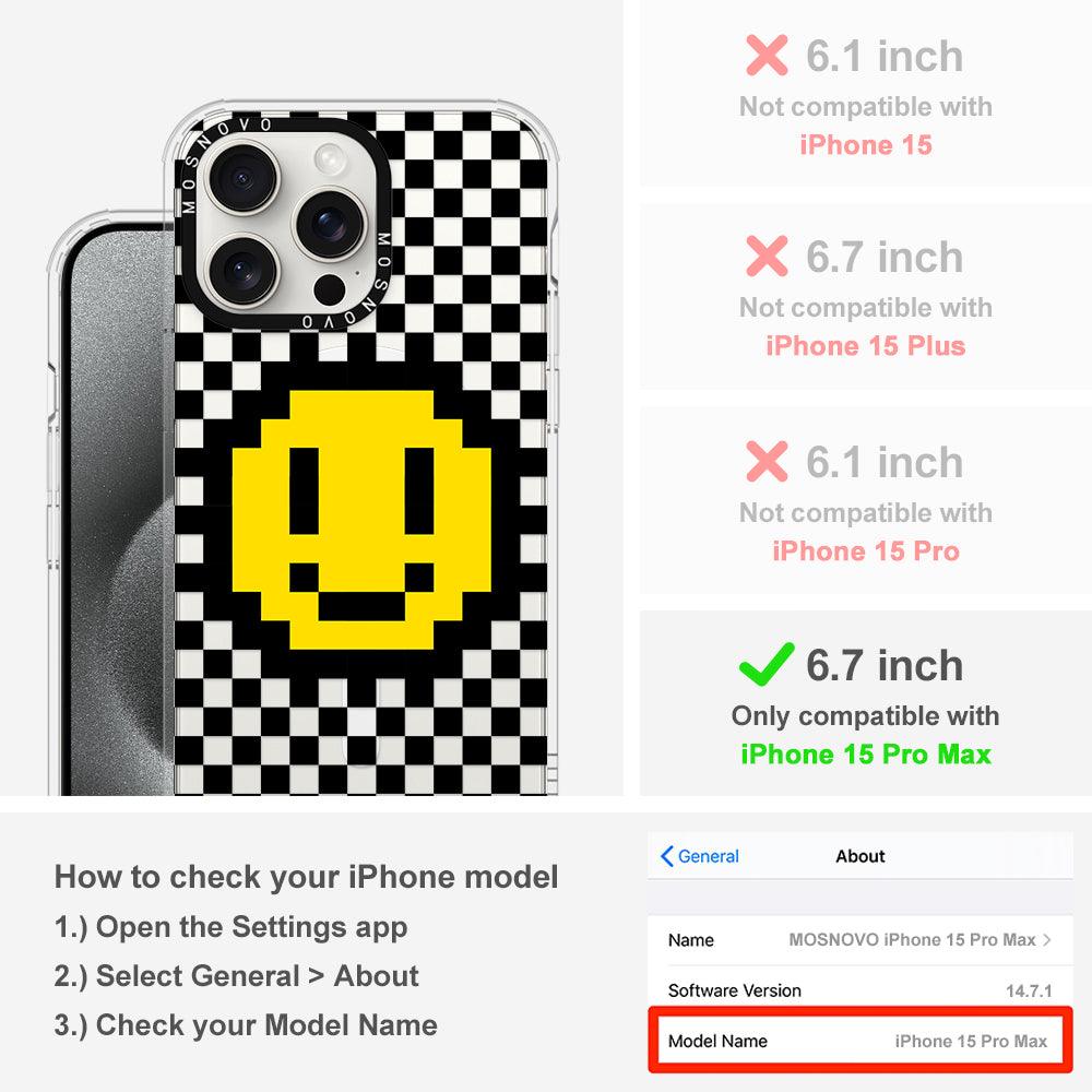 Smile Checkered Phone Case - iPhone 15 Pro Max Case - MOSNOVO