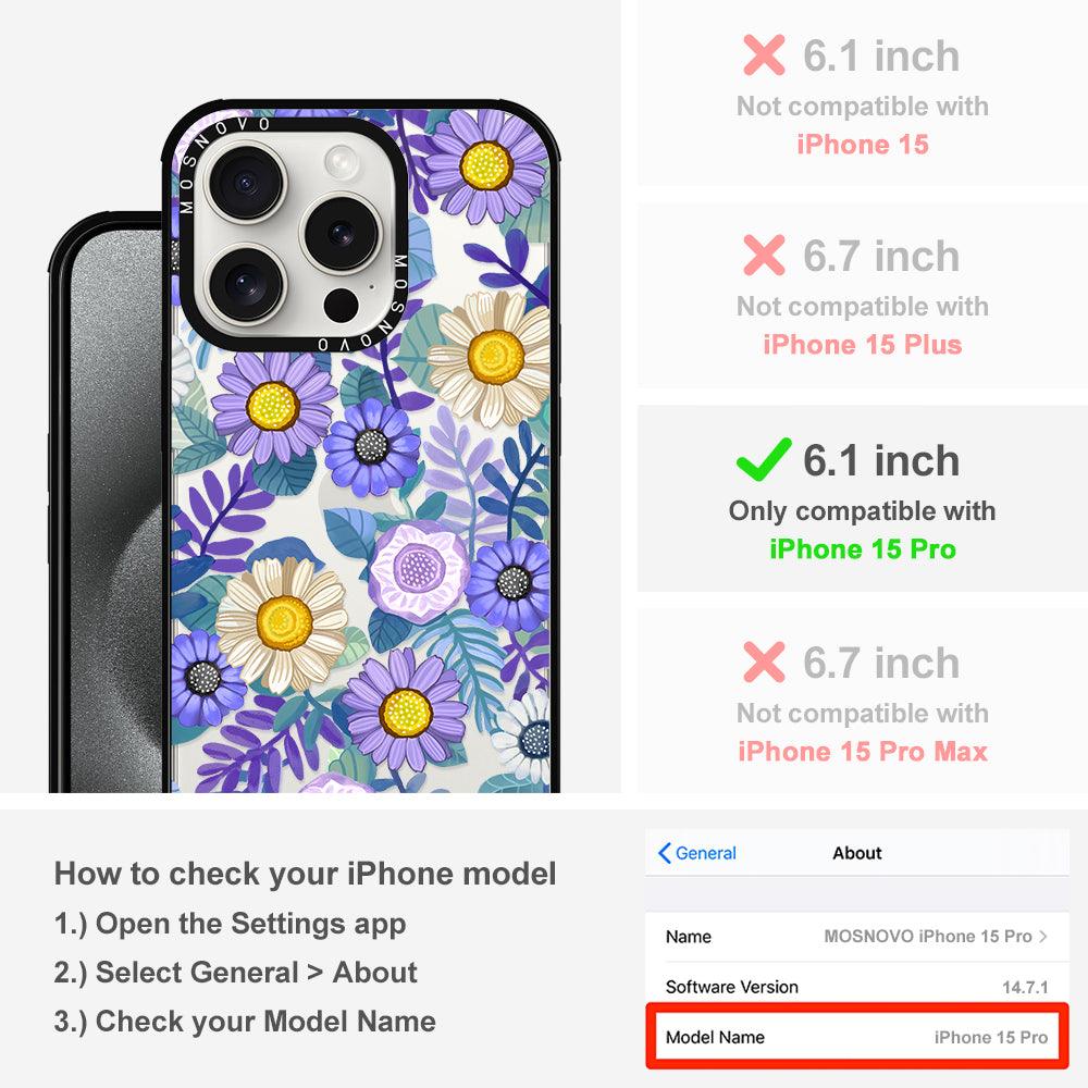 Purple Floral Phone Case - iPhone 15 Pro Case - MOSNOVO
