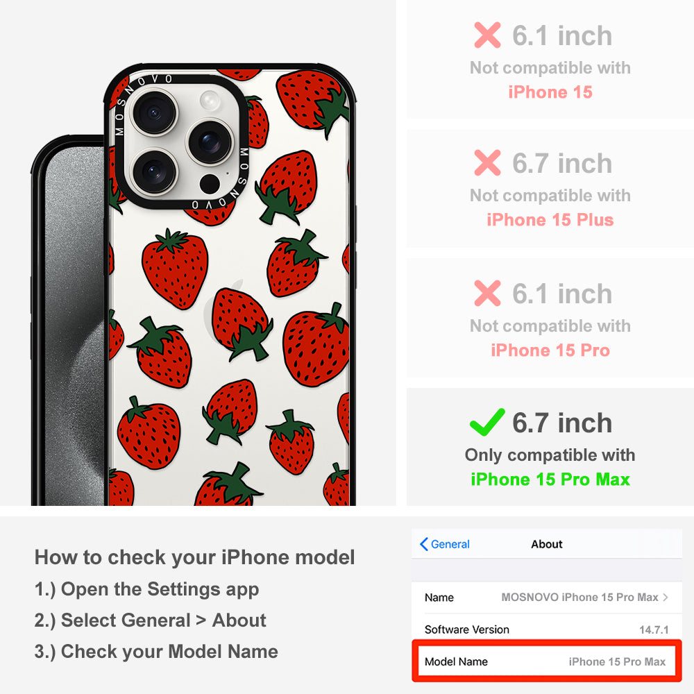 Red Strawberry Phone Case - iPhone 15 Pro Max Case - MOSNOVO