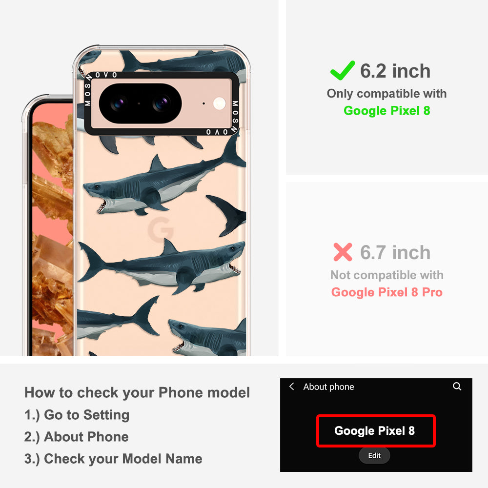 White Shark Phone Case - Google Pixel 8 Case - MOSNOVO