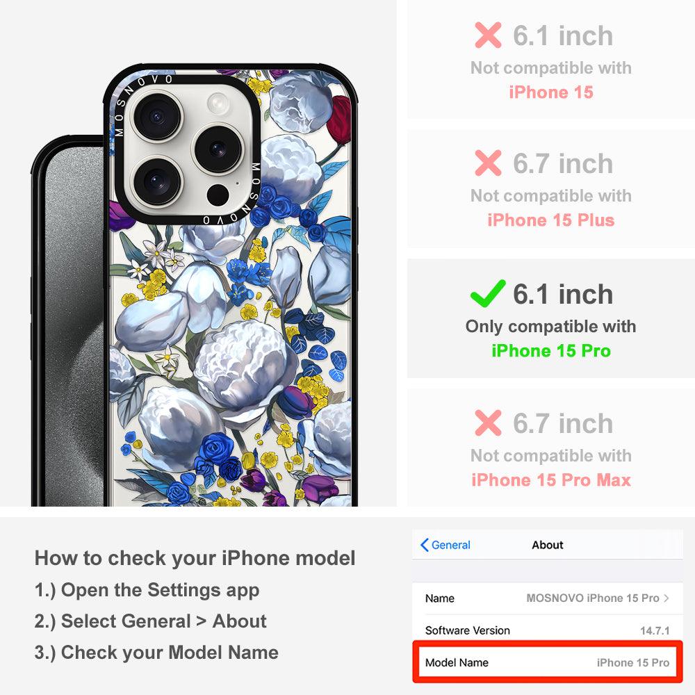 Purple Blue Floral Phone Case - iPhone 15 Pro Case - MOSNOVO