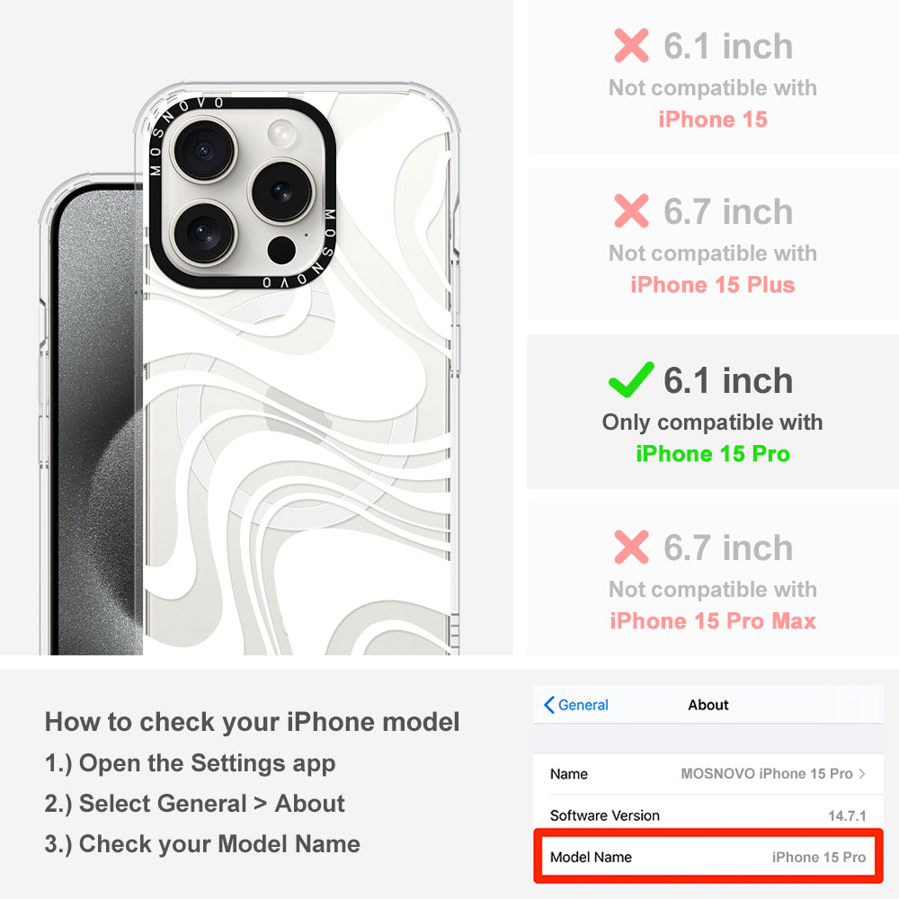 White Swirl Phone Case - iPhone 15 Pro Case - MOSNOVO
