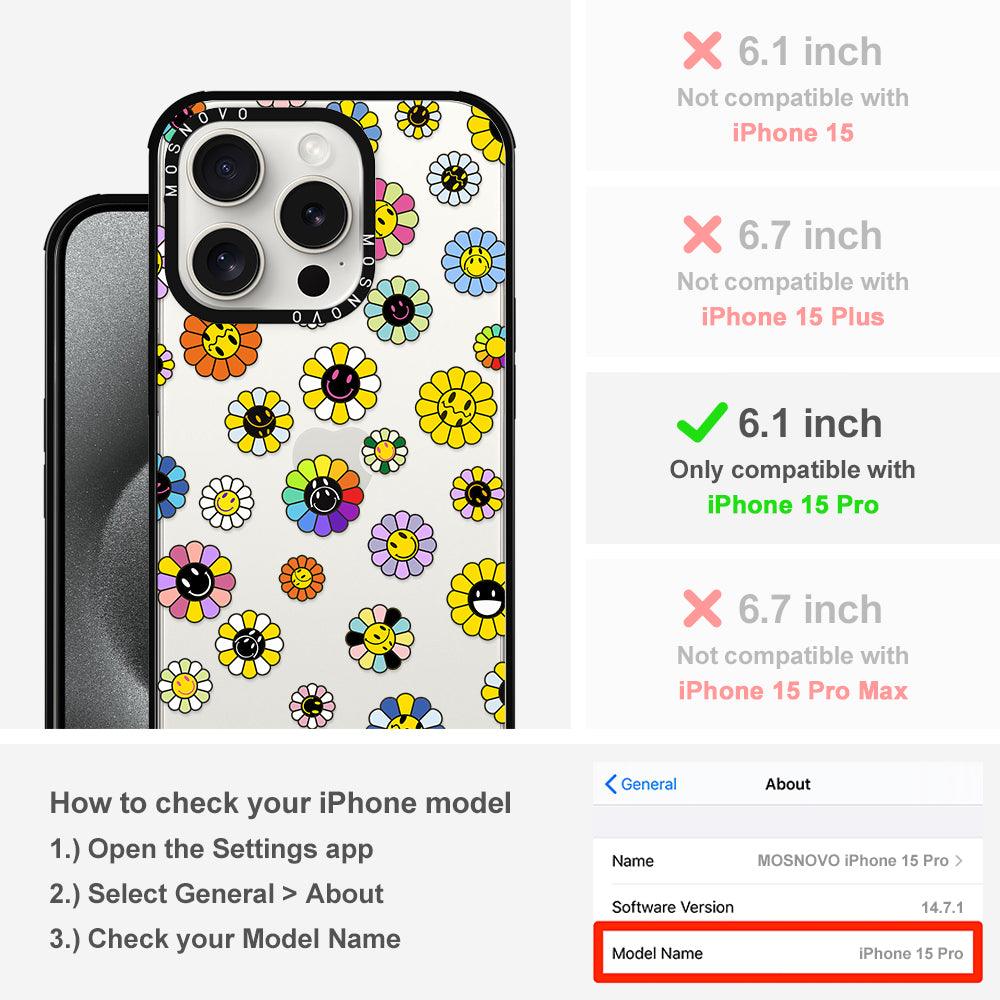 Flower Smiley Face Phone Case - iPhone 15 Pro Case - MOSNOVO