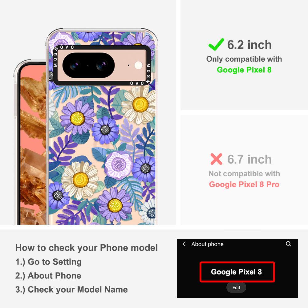 Purple Floral Phone Case - Google Pixel 8 Case - MOSNOVO
