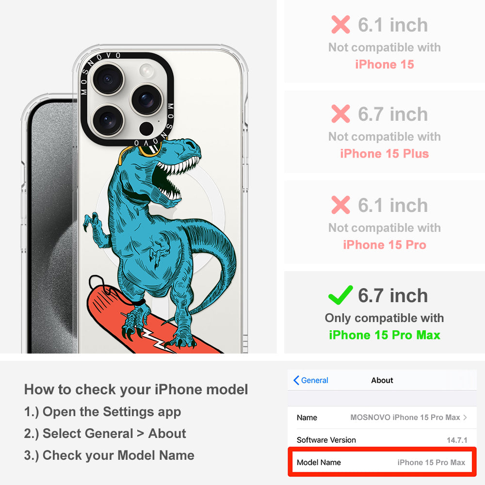 Surfing Dinosaur Phone Case - iPhone 15 Pro Max Case - MOSNOVO