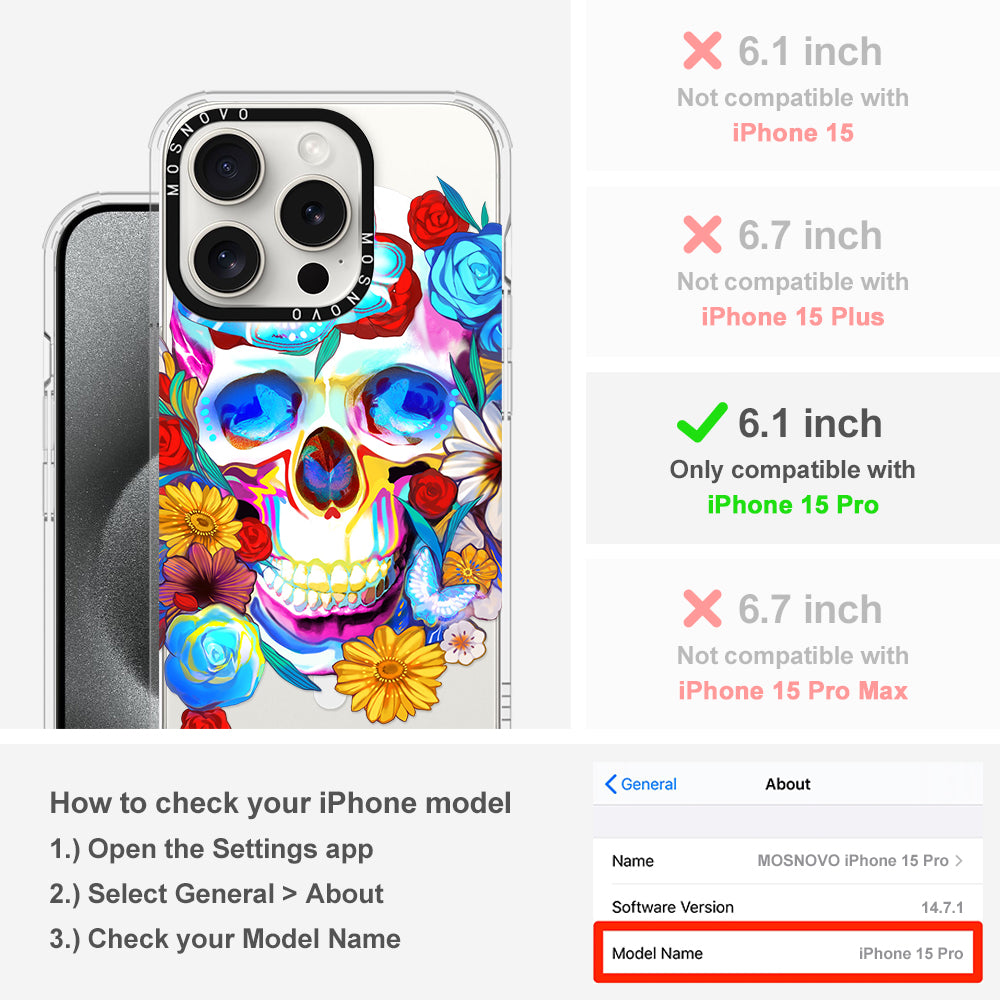 Neon Skull Phone Case - iPhone 15 Pro Case - MOSNOVO