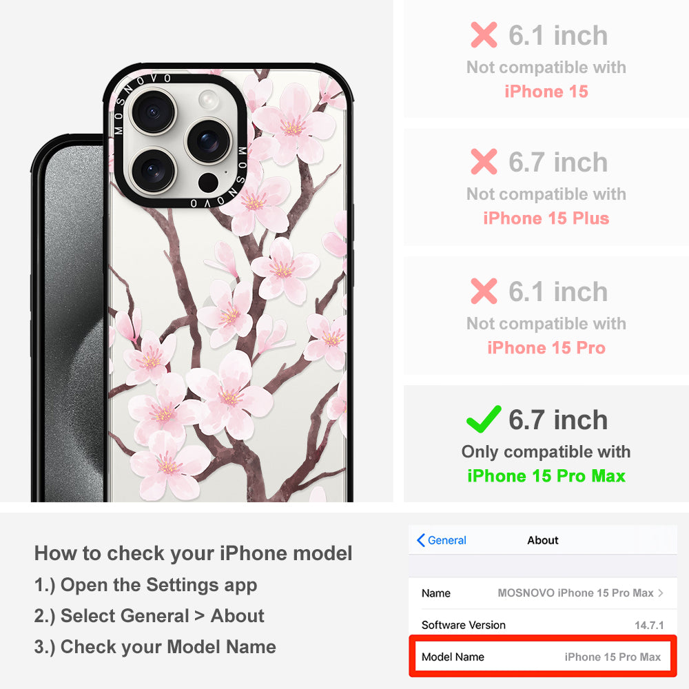 Cherry Blossom Flower Phone Case - iPhone 15 Pro Max Case - MOSNOVO