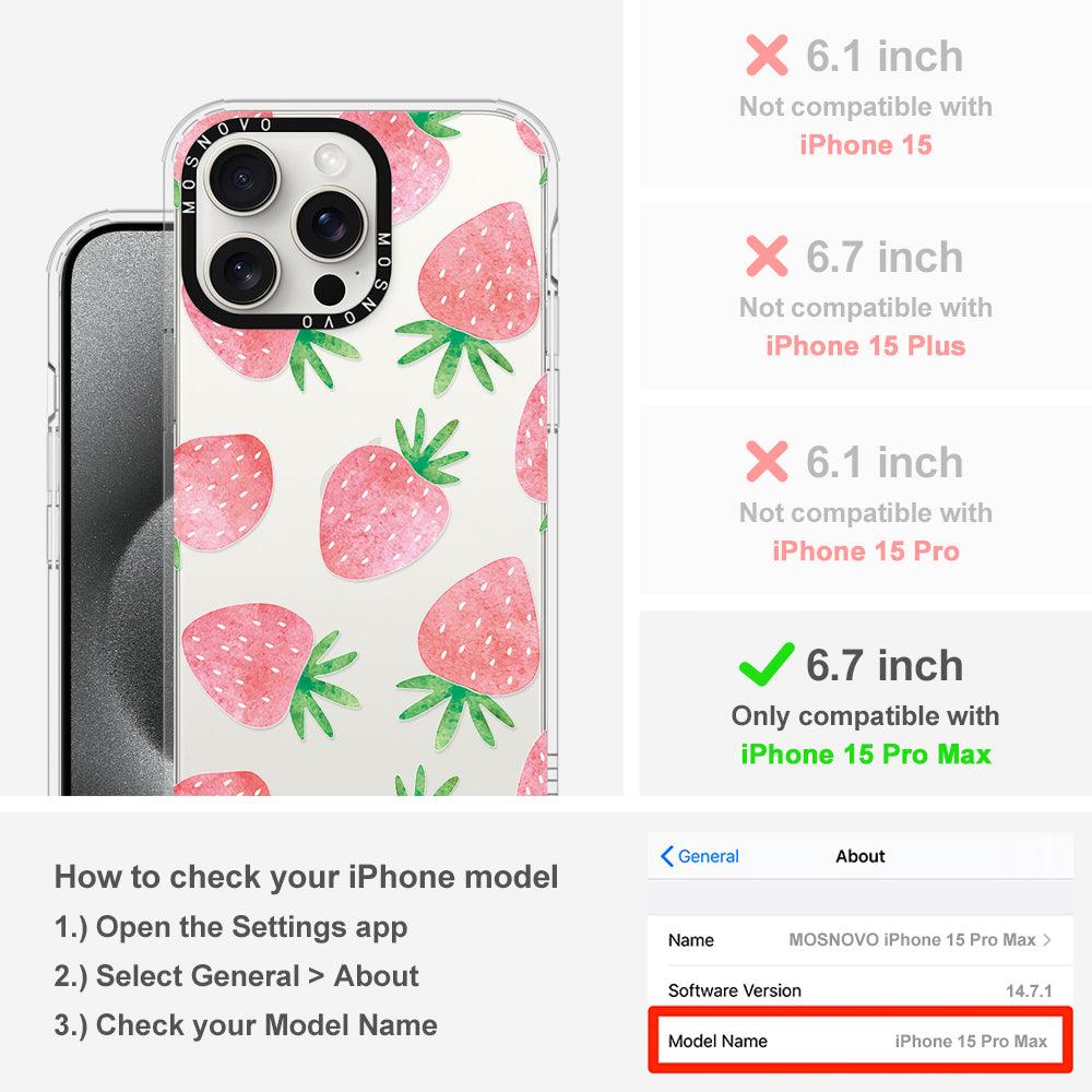 Pastel Strawberry Phone Case - iPhone 15 Pro Max Case - MOSNOVO