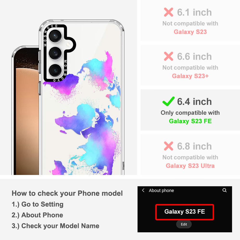 Psychedelic World Map Phone Case - Samsung Galaxy S23 FE Case