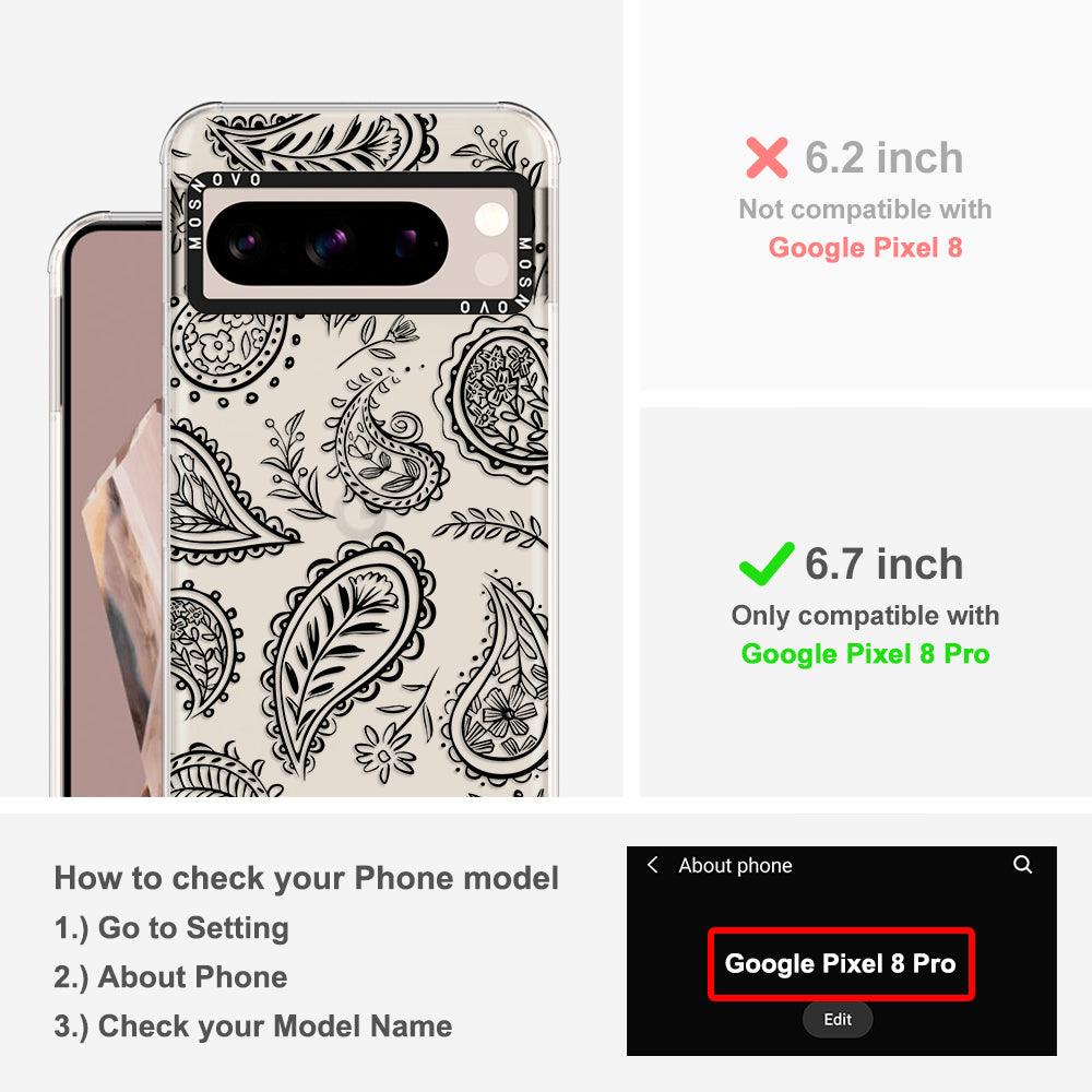 Black Paisley Phone Case - Google Pixel 8 Pro Case - MOSNOVO