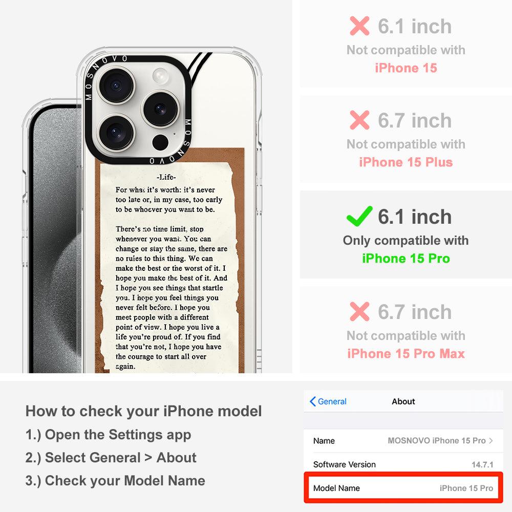 Life Quote Phone Case - iPhone 15 Pro Case - MOSNOVO