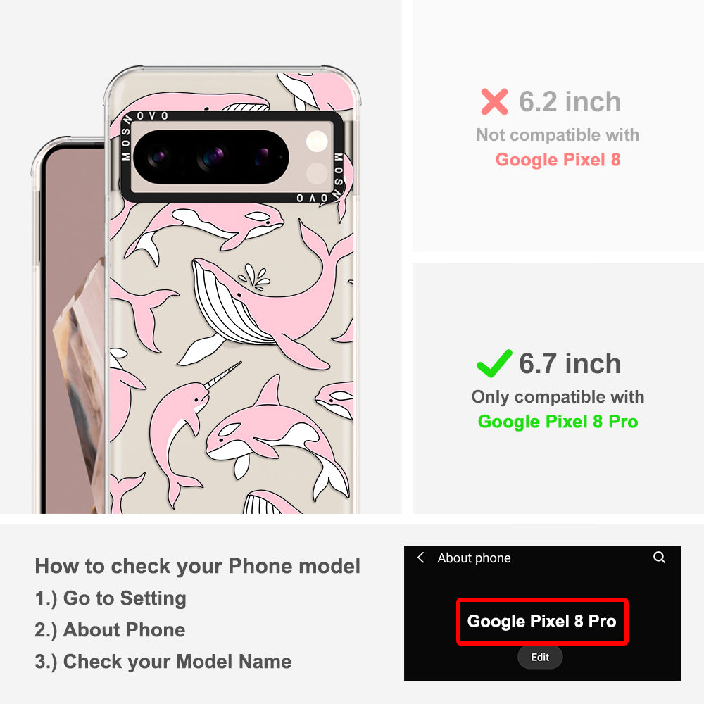 Pink Whales Phone Case - Google Pixel 8 Pro Case - MOSNOVO