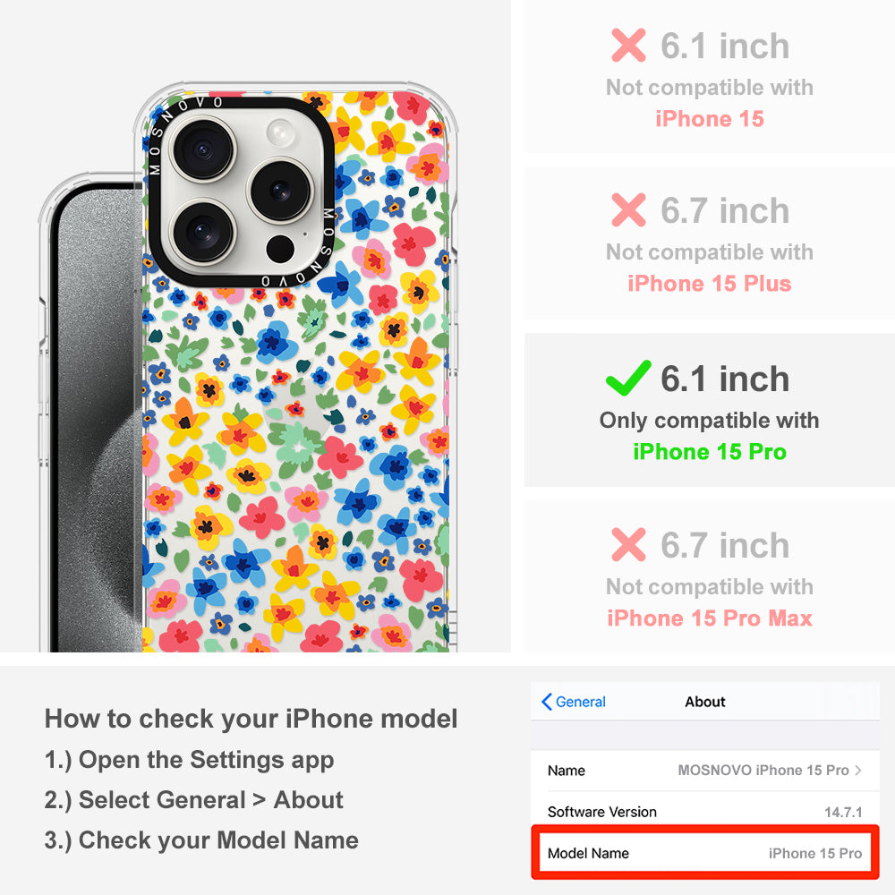 Lovely Floral Flower Phone Case - iPhone 15 Pro Case - MOSNOVO