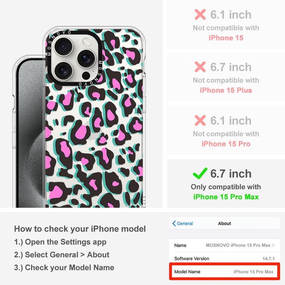 Hot Pink Leopard Print Phone Case - iPhone 15 Pro Max Case - MOSNOVO