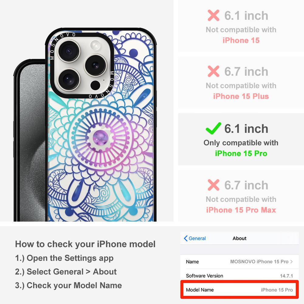 Violet Blue Mandala Phone Case - iPhone 15 Pro Case - MOSNOVO