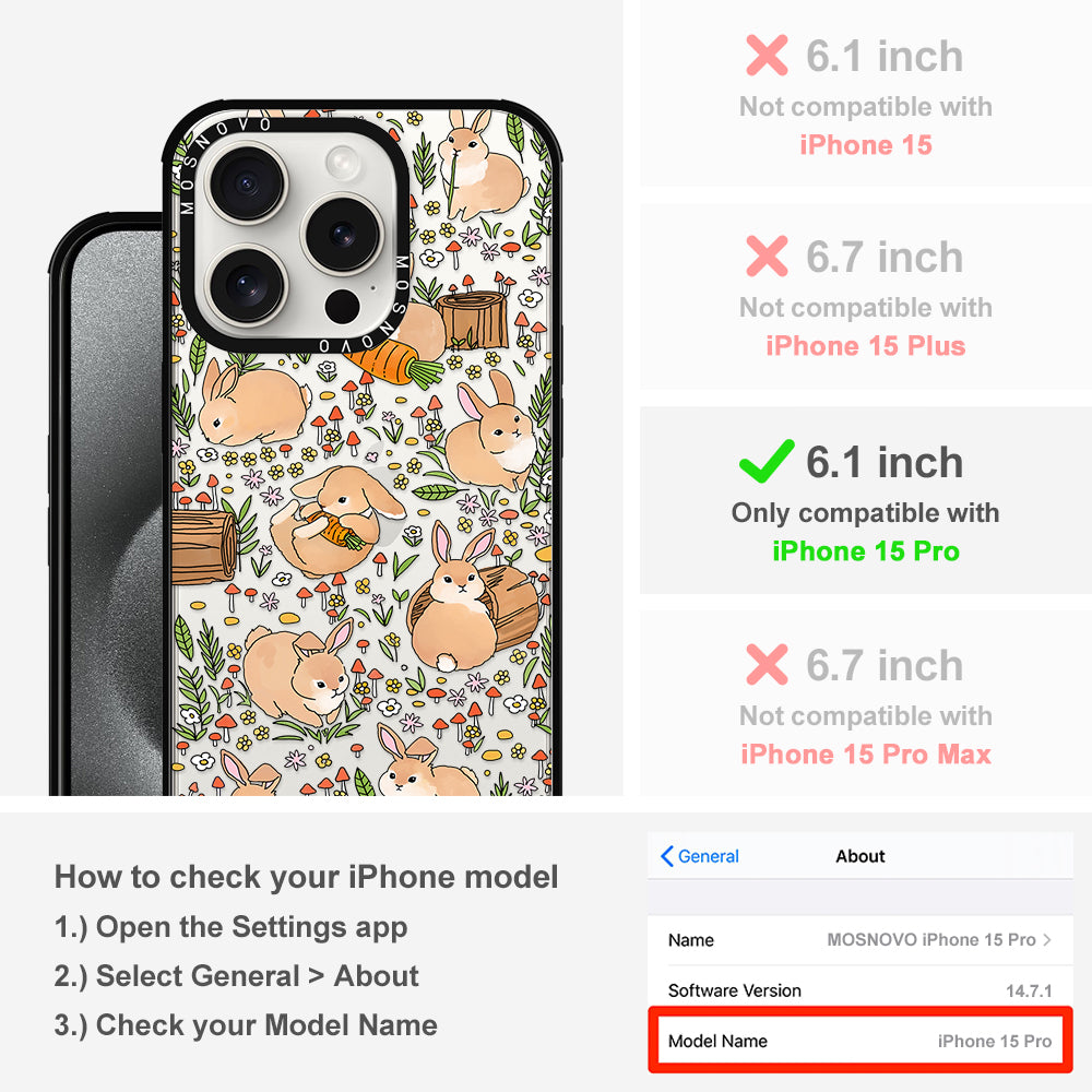 Cute Bunny Garden Phone Case - iPhone 15 Pro Case - MOSNOVO