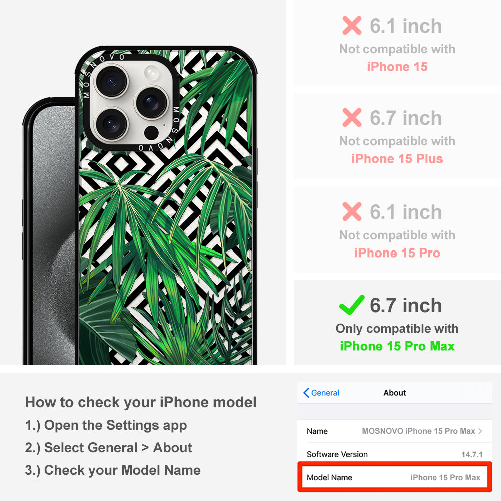 Areca Palm Pattern Phone Case - iPhone 15 Pro Max Case - MOSNOVO