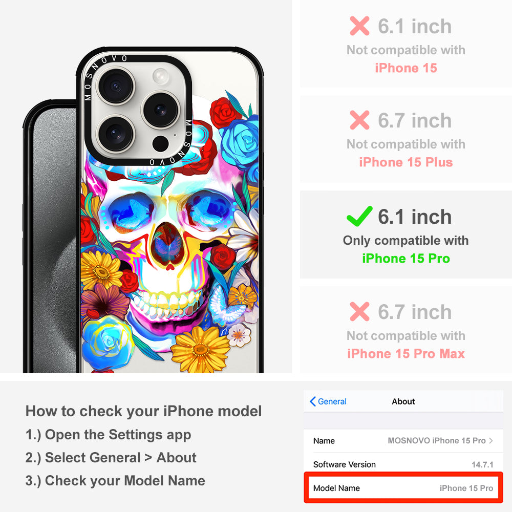 Neon Skull Phone Case - iPhone 15 Pro Case - MOSNOVO