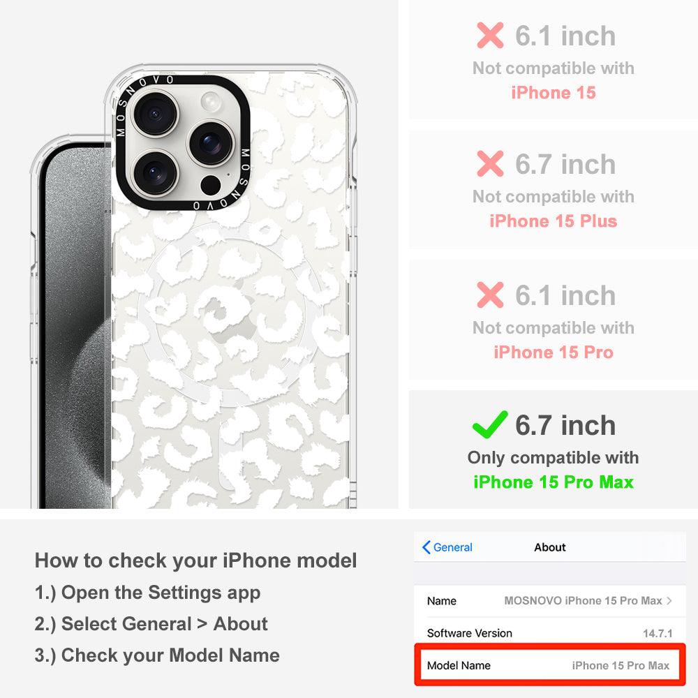 White Leopard Phone Case - iPhone 15 Pro Max Case - MOSNOVO