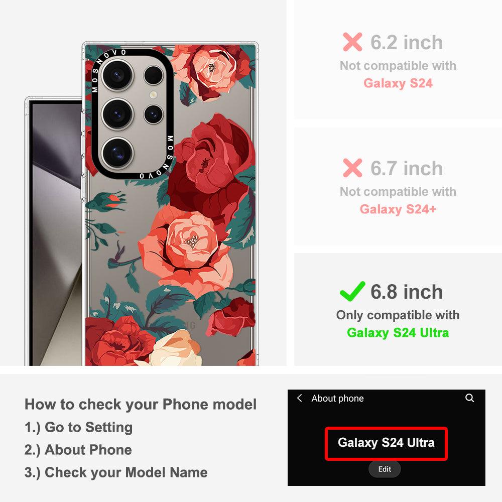 Vintage Red Rose Phone Case - Samsung Galaxy S24 Ultra Case - MOSNOVO