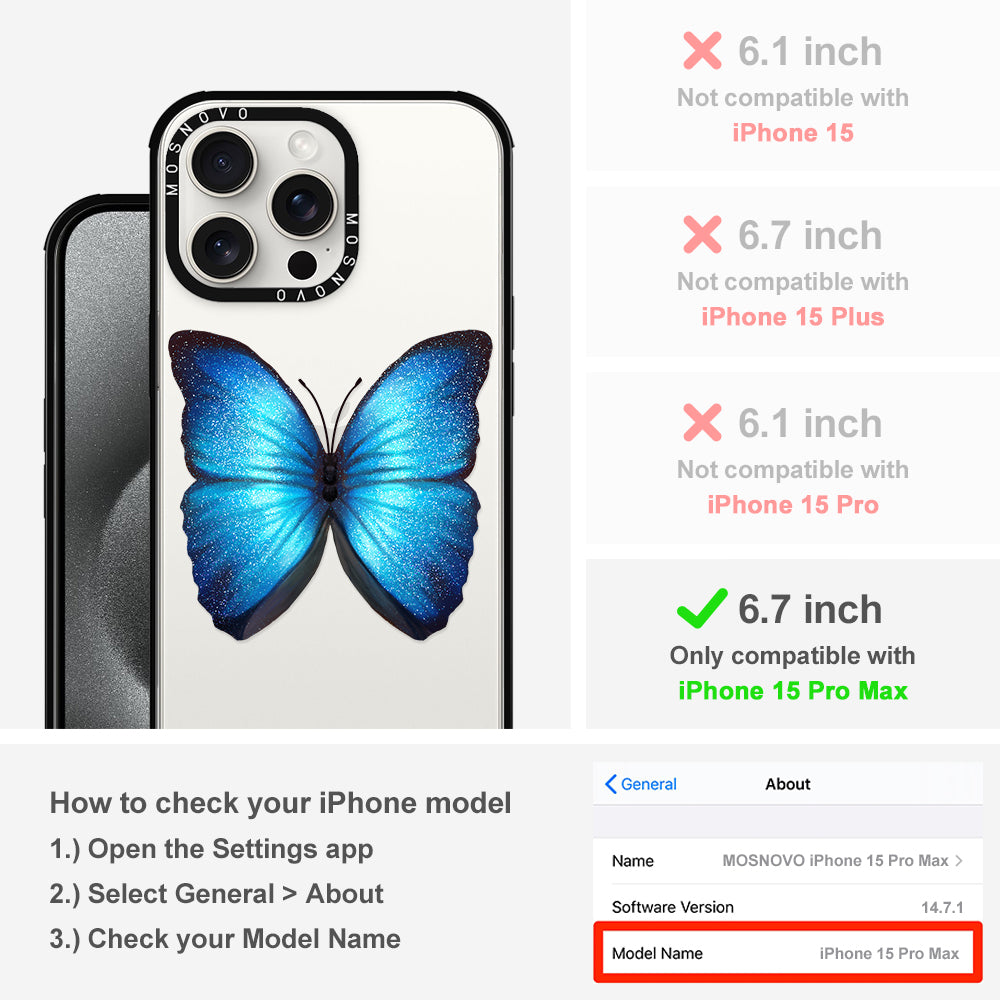 Shimmering Butterfly Phone Case - iPhone 15 Pro Max Case - MOSNOVO