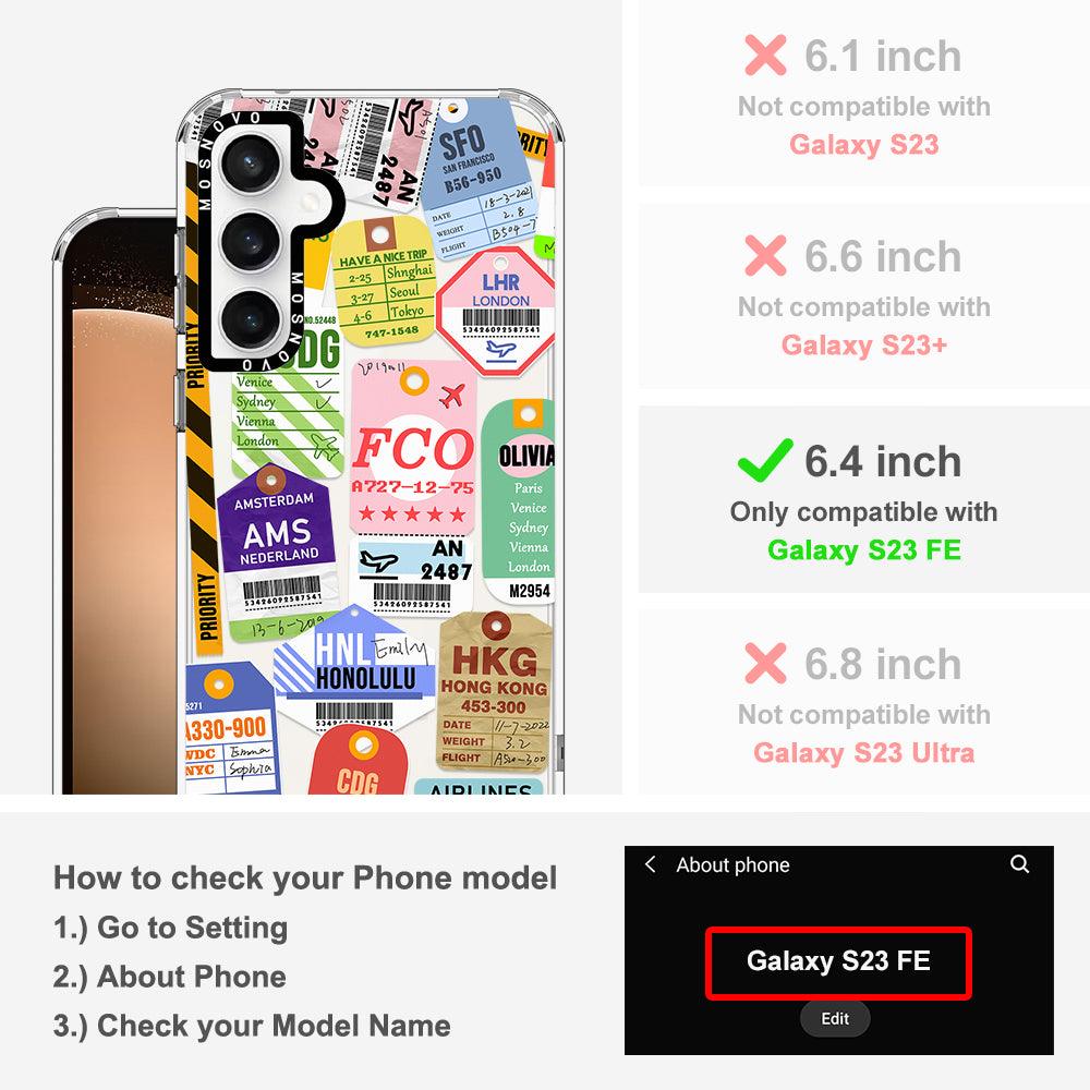 Air Ticket Labels Phone Case - Samsung Galaxy S23 FE Case